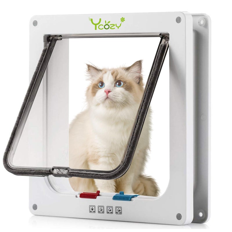 Ycozy XL Cat Doors Outer Size 11" x 9.8" 4-Way Locking Indoor Pet Door for Interior Exterior Door Wall Window, Weatherproof Cat Flap for Kittens & Dogs Easily Install - Image 1